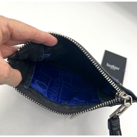 BOTKIER NEW YORK Soho Clutch Pebbled Leather Wristlet Zipper Electric Blue NEW - Picture 11 of 12